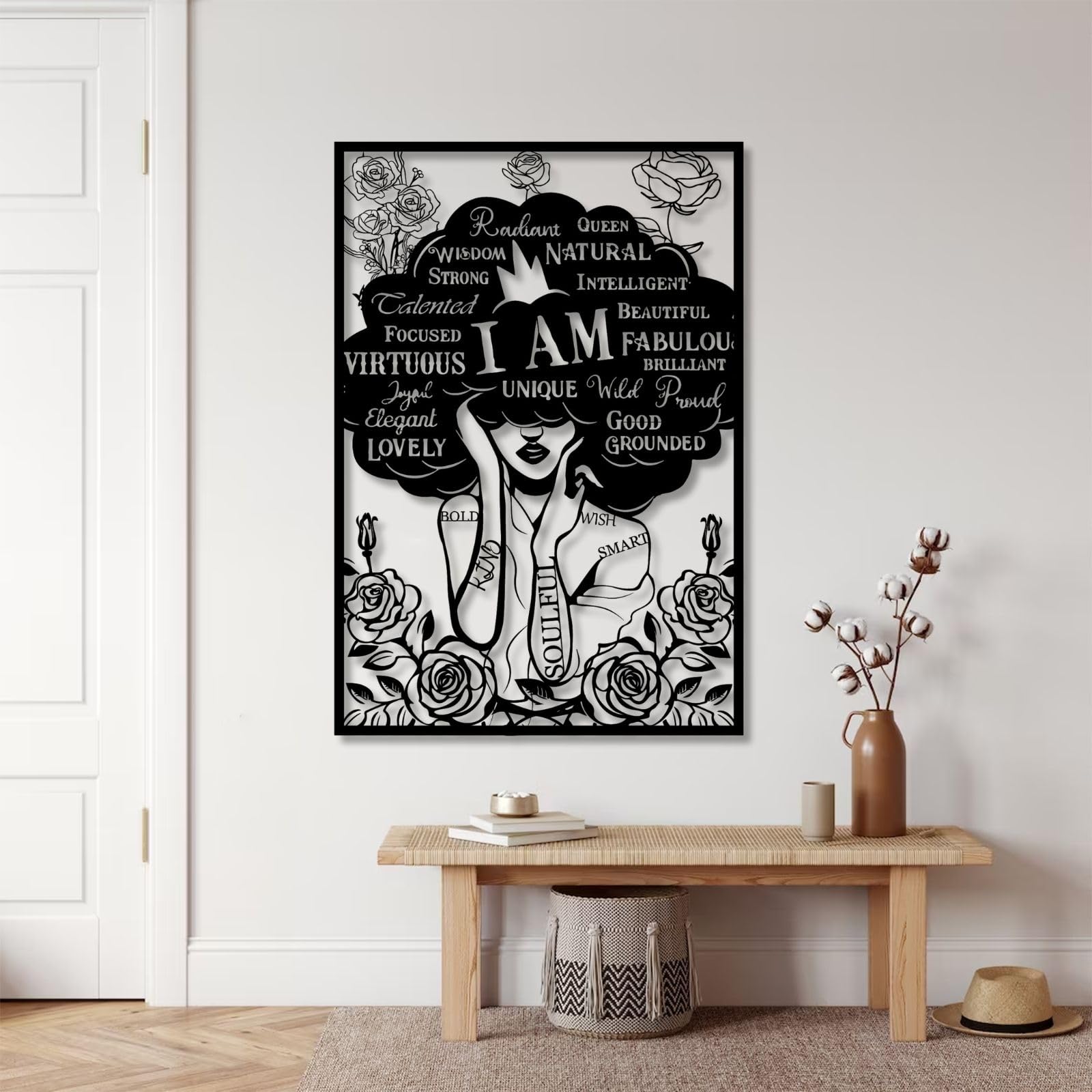 Black Queen Metal Wall Art Afro-ameine Woman with Black Queen Metal Wall Art Afro-ameine Woman with